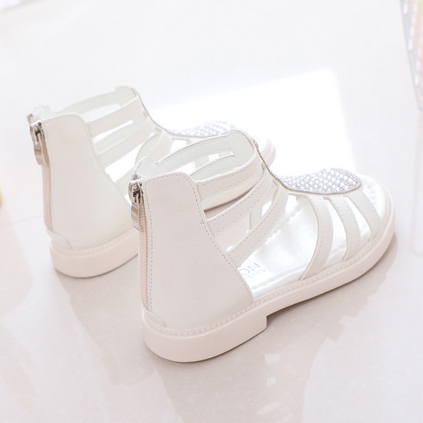 Romiešu stila bērnu sandales ar akmeņiem un rāvējslēdzēju