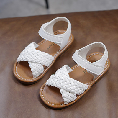 Παιδικά έκο δερμάτινα σανδάλια με επίπεδη σόλα για κορίτσια
