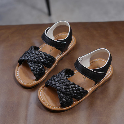 Παιδικά έκο δερμάτινα σανδάλια με επίπεδη σόλα για κορίτσια