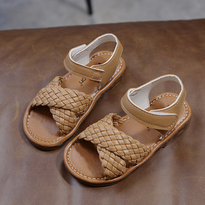 Παιδικά έκο δερμάτινα σανδάλια με επίπεδη σόλα για κορίτσια