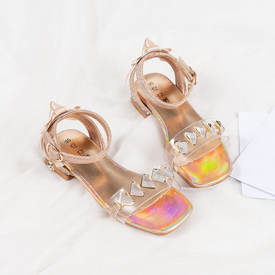 Moodsad metallist pandla, paelte ja metalldekooriga laste sandaalid tüdrukutele