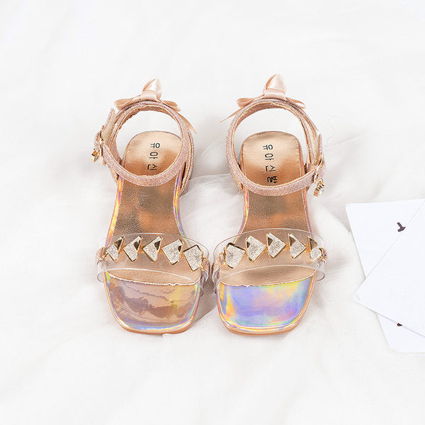 Moodsad metallist pandla, paelte ja metalldekooriga laste sandaalid tüdrukutele