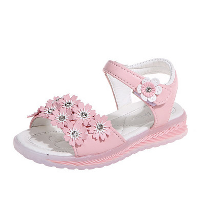 Lilledest ja kividest 3D kaunistusega laste sandaalid tüdrukutele