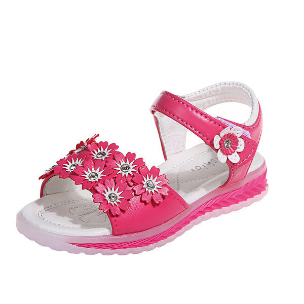 Lilledest ja kividest 3D kaunistusega laste sandaalid tüdrukutele