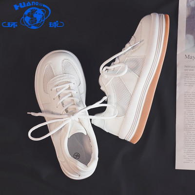 Γυναικεία αθλητικά παπούτσια αναπνεύσημα  από οικολογικό δέρμα με επίπεδη σόλα