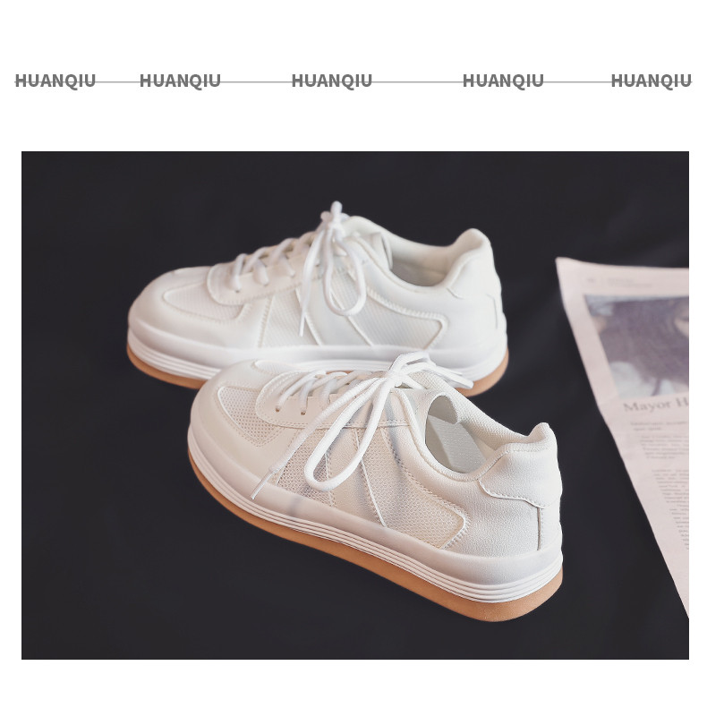 Γυναικεία αθλητικά παπούτσια αναπνεύσημα  από οικολογικό δέρμα με επίπεδη σόλα