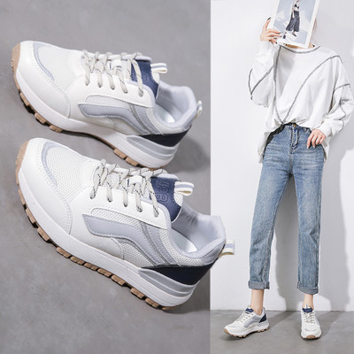 Ženske tenisice od eko brušene kože i tekstila sa vezicama