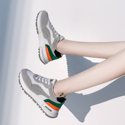 Ženske tenisice od eko brušene kože i tekstila sa vezicama