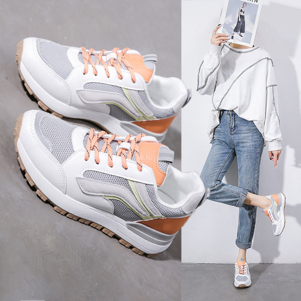 Ženske tenisice od eko brušene kože i tekstila sa vezicama