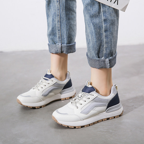 Ženske tenisice od eko brušene kože i tekstila sa vezicama