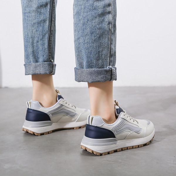 Ženske tenisice od eko brušene kože i tekstila sa vezicama