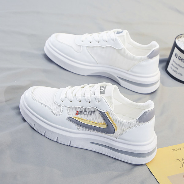 Ikdienas kedas ar sietu un plakanu zoli baltā krāsā sievietēm