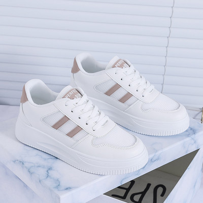 Γυναικεία έκο δερμάτινα πάνινα παπούτσια με επίπεδη σόλα - δύο μοντέλα