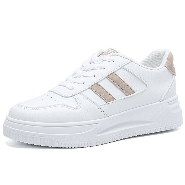 Γυναικεία έκο δερμάτινα πάνινα παπούτσια με επίπεδη σόλα - δύο μοντέλα