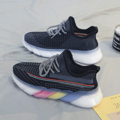 Casual αναπνεύσιμα πάνινα παπούτσια με χρωματιστή σόλα για γυναίκες