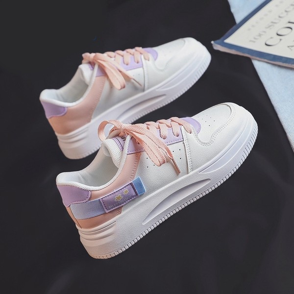 Γυναικεία casual πάνινα παπούτσια με χρωματιστό μοτίβο και κορδόνια