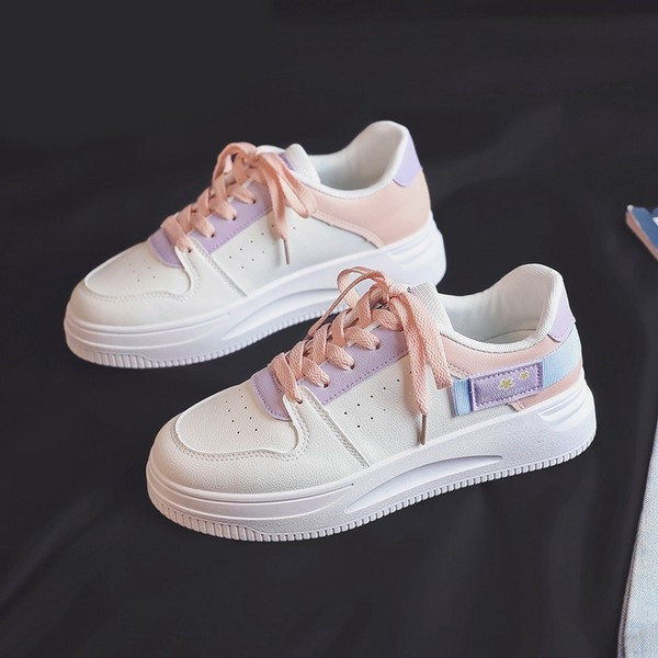 Γυναικεία casual πάνινα παπούτσια με χρωματιστό μοτίβο και κορδόνια