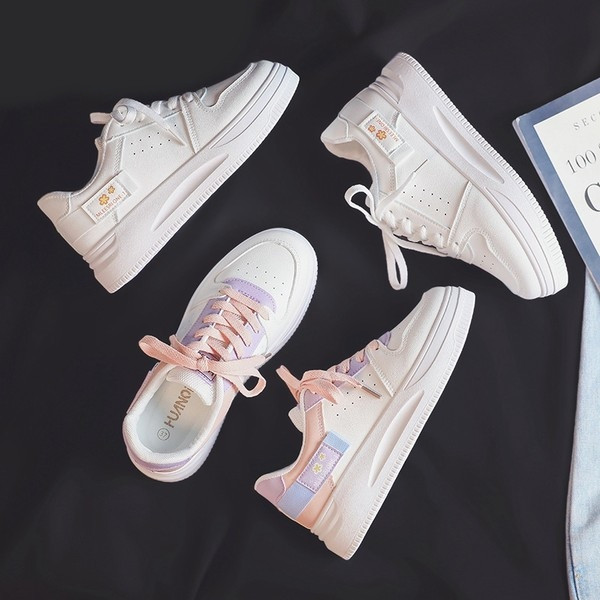 Γυναικεία casual πάνινα παπούτσια με χρωματιστό μοτίβο και κορδόνια