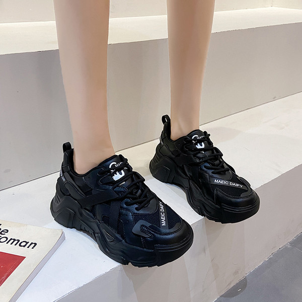 Γυναικεία casual πάνινα παπούτσια με πλατφόρμα 6 cm - οικολογικό δέρμα