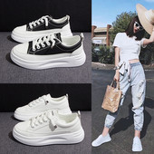 Ženske tenisice jednobojni model s vezicama i visokim potplatom