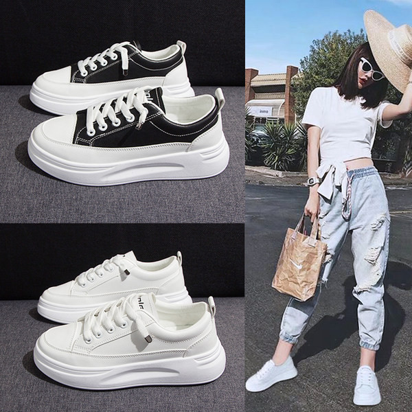 Ženske tenisice jednobojni model s vezicama i visokim potplatom