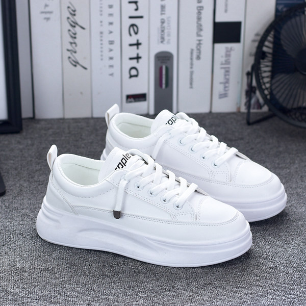 Ženske tenisice jednobojni model s vezicama i visokim potplatom