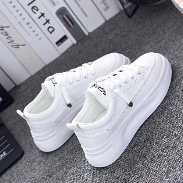 Ženske tenisice jednobojni model s vezicama i visokim potplatom