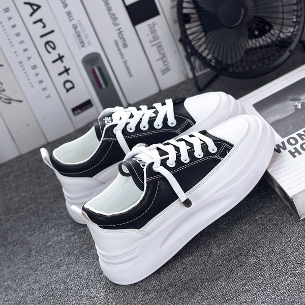 Ženske tenisice jednobojni model s vezicama i visokim potplatom