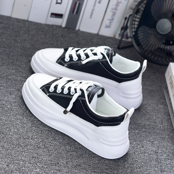 Ženske tenisice jednobojni model s vezicama i visokim potplatom