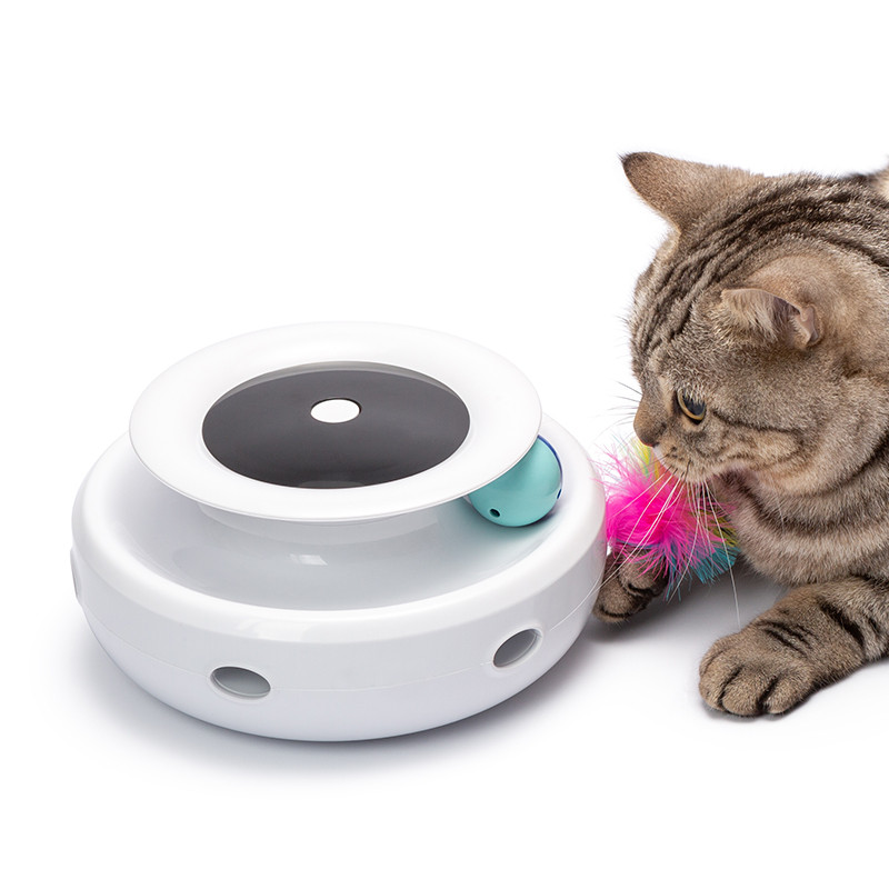 Електрическа котешка играчка с пера и топчета