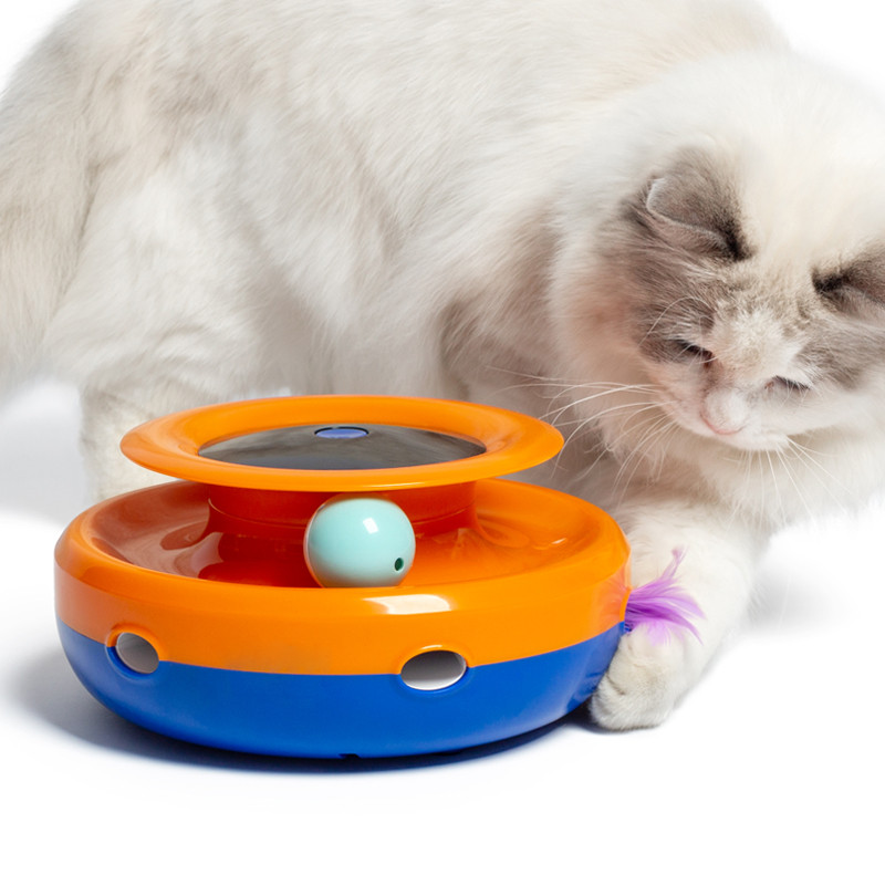 Електрическа котешка играчка с пера и топчета