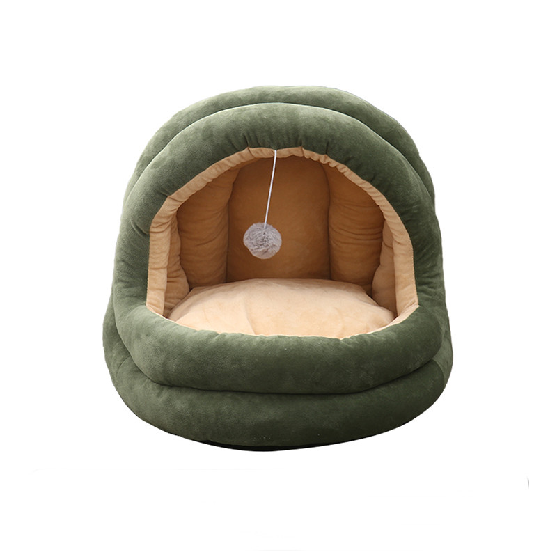 Плюшено легло за котки с въртящо се топче