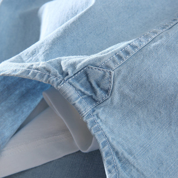 Ανδρικό πουκάμισο με μακριά μανίκια και πλαϊνή τσέπη - τζιν