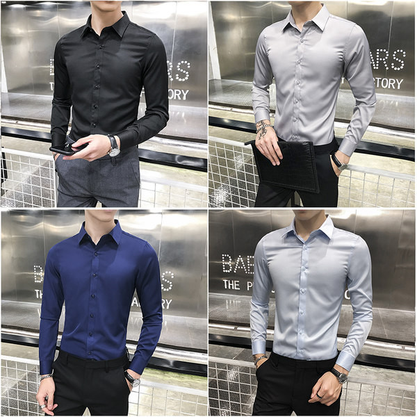 Мъжка ежедневна риза с класическа яка и копчета в няколко цвята