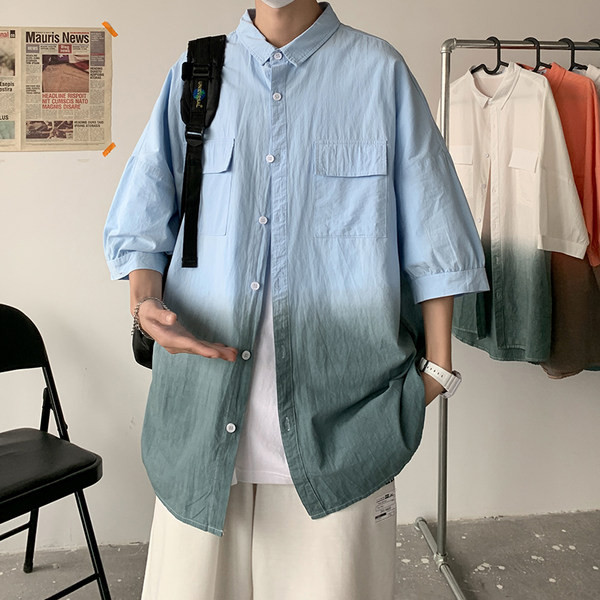 Мъжка риза в преливащи се цветове - свободен модел