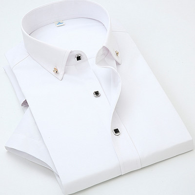 Мъжка риза  два модела с къс и дълъг ръкав и метални елементи на яката 