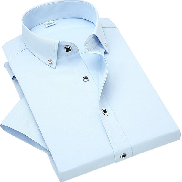 Мъжка риза  два модела с къс и дълъг ръкав и метални елементи на яката 