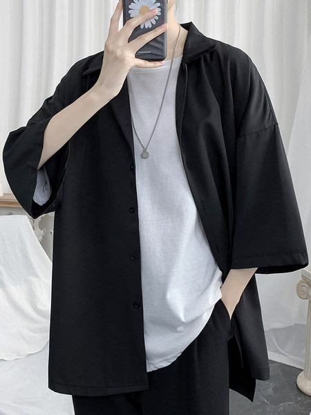 Широка мъжка риза с 3/4 ръкав 