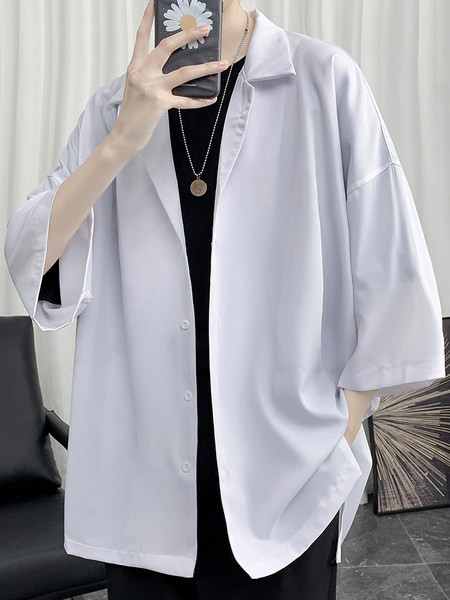 Широка мъжка риза с 3/4 ръкав 