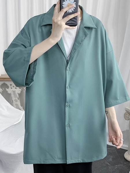 Широка мъжка риза с 3/4 ръкав 