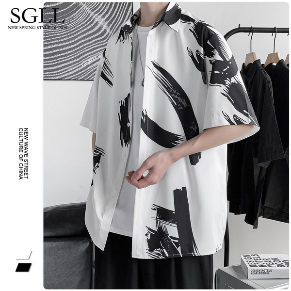 Широка лятна риза с шарен десен