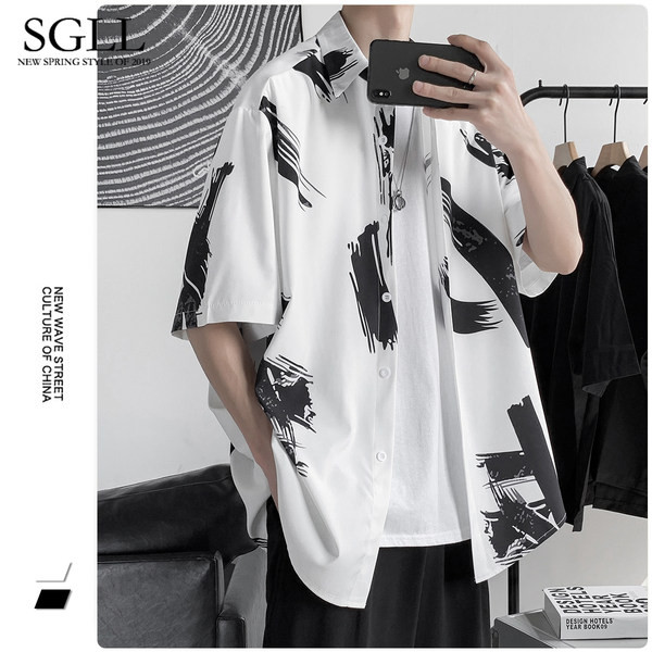 Широка лятна риза с шарен десен