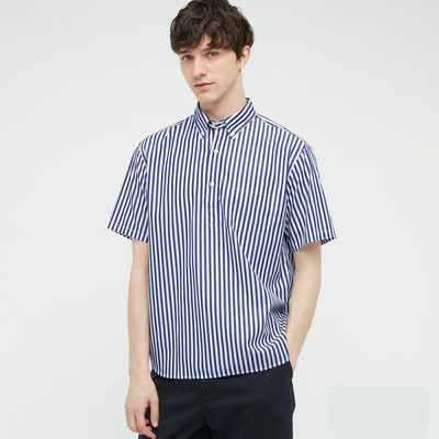 Ежедневна раирана риза с 3/4 ръкав и копчета за мъже 