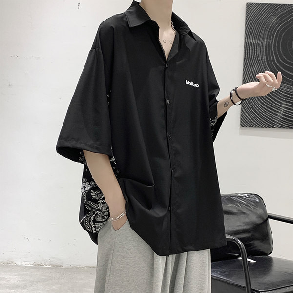 Широк модел мъжка риза  с 3/4 ръкав 