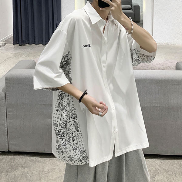 Широк модел мъжка риза  с 3/4 ръкав 