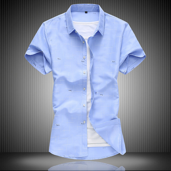 Актуална мъжка риза Slim модел с къс ръкав