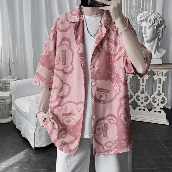 Мъжка широка риза с копчета и класическа яка 