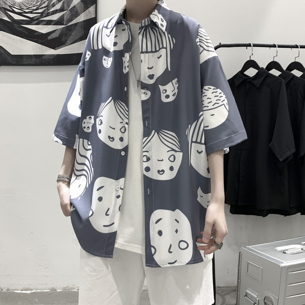 Мъжка широка риза с копчета и класическа яка 