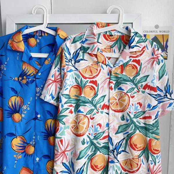 Многоцветна мъжка лятна риза с къс ръкав