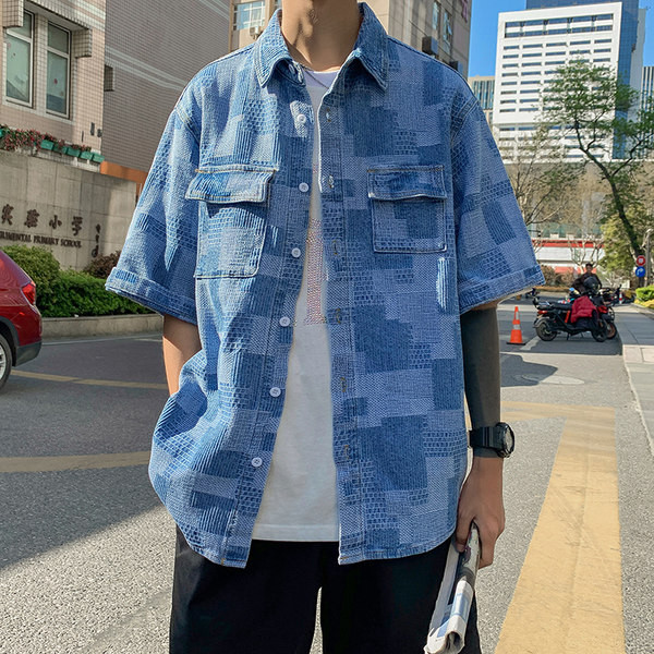 Ежедневна мъжка риза  с класическа яка и джоб